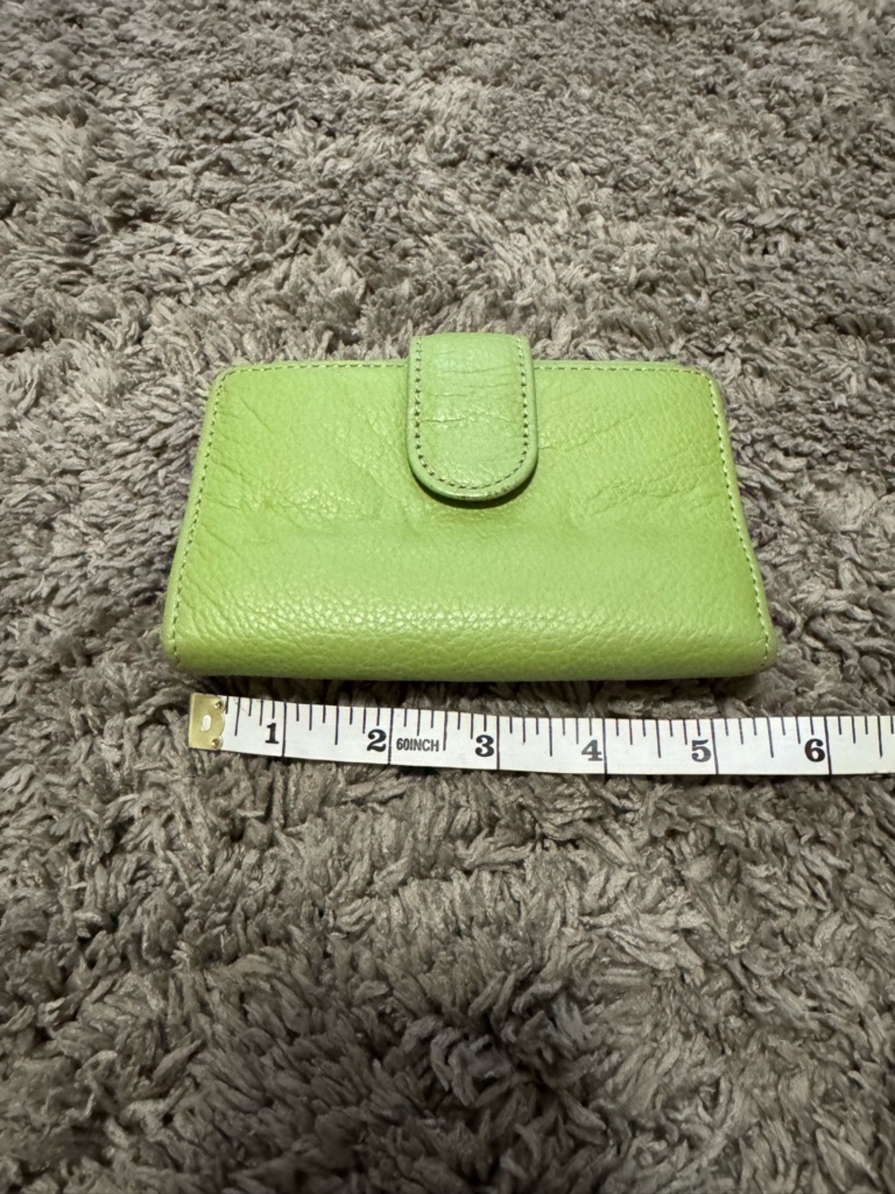 Vibrant Lime Green Pebbled Leather Trifold Wallet | Kiss Lock Coin Purse